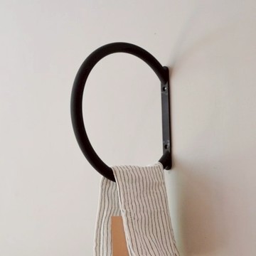 【Hübsch】黑色簡約金屬毛巾架