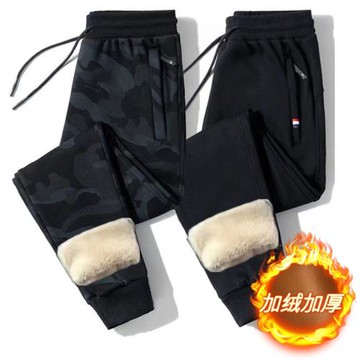 羊羔毛絨褲子男冬季加絨加厚棉褲保暖男褲大碼休閑運動褲寬松衛褲