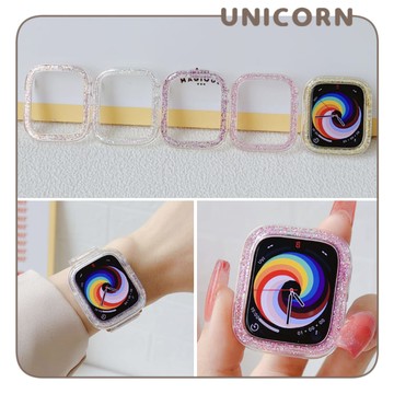 透明金蔥閃粉防摔錶殼 Apple Watch 手錶邊框殼 iWatch手錶殼 錶框 Unicorn