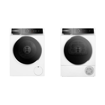 BOSCH 10公斤 活氧滾筒洗衣機+9公斤 Heat Pump 熱泵式速效乾衣機 除皺清新(WGB256B0TC+WQB245A0TC) 220V