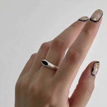 【台灣公司 可打統編】免運 歐美白貝黑瑪瑙衛星戒指女小眾簡約設計新中式復古啞光開口食指戒 可開發票 全館五折 工廠現貨直銷 新品特價 z9211