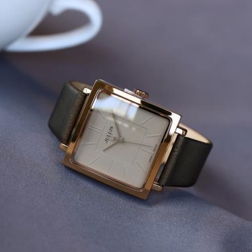 聚利時女士女表學生時尚潮流簡約復古大表盤手表方形休閑防水石英