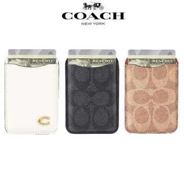 COACH 精品 MagSafe 磁吸 義大利真皮卡套 經典黑/象牙白/經典卡其 / 另有外盒盒損商品全新品