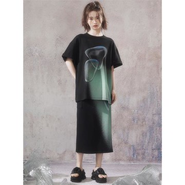 JfYanYan 氣泡之心 抹茶綠色愛心印花t恤女夏小眾不撞款百搭上衣