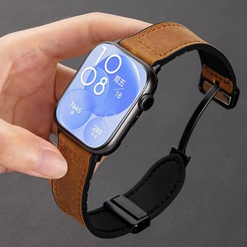 適用於華為 Watch Fit 4/4Pro 智能手錶錶帶的皮革錶帶替換矽膠手腕 Correa 手鍊適用於 Fit3 磁