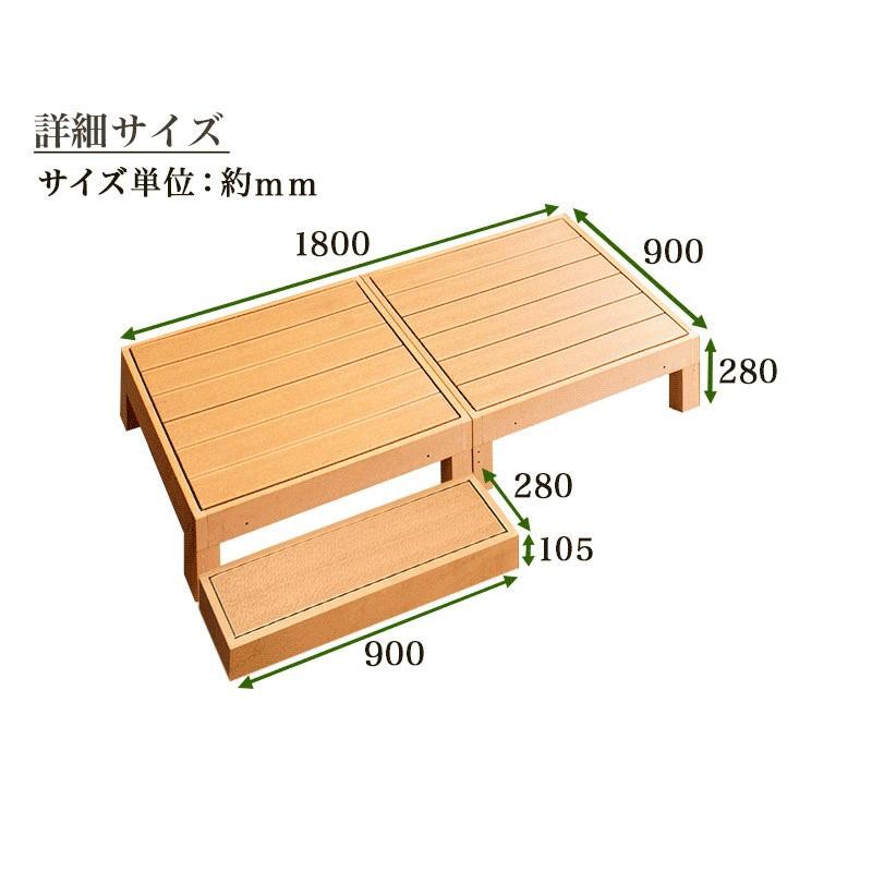 縁台 3点セット 1帖 0.5坪 踏み台付き 人工木材 ロータイプ 樹脂 丈夫