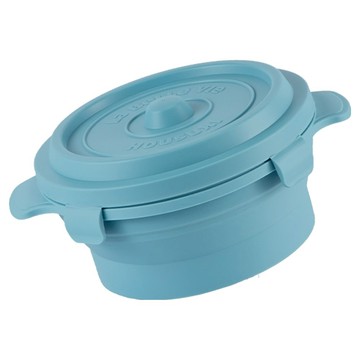 HOUSUXI 舒希 鑄鐵鍋矽膠折折盒  水藍色  1個
