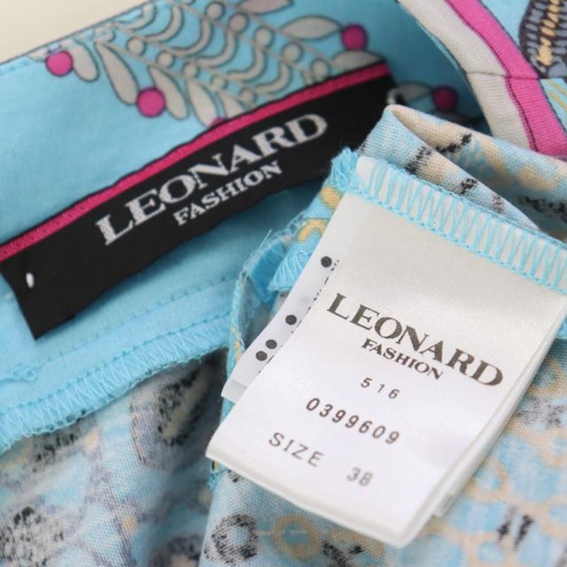 n2521 即決 本物 LEONARD レオナール 花柄 チュニック 七分袖 スクエア