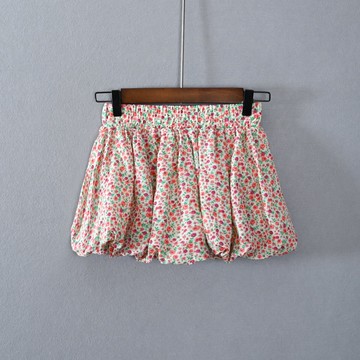 女裝短褲燈籠褲百搭松緊腰花色休閑褲子有內襯時尚