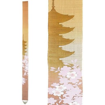 京都手繪細亞麻吊飾-五重塔櫻(Ts-309)