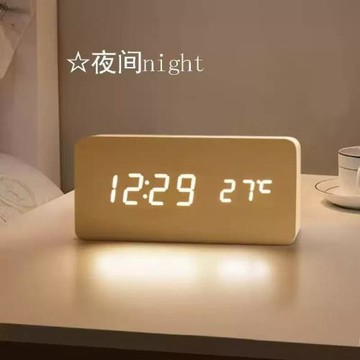 北歐靜音木質鬧鐘桌面復古木紋夜光濕度客廳宿舍包郵批發亞馬遜LD
