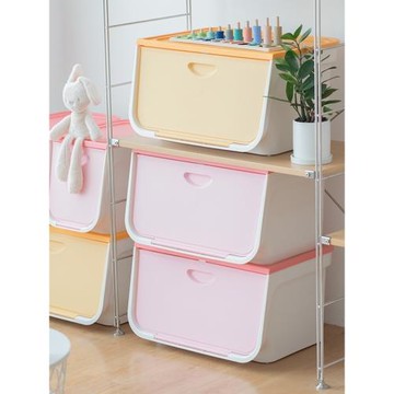 日本愛麗思前開式兒童玩具收納箱愛麗絲河馬口翻蓋學生整理儲物柜