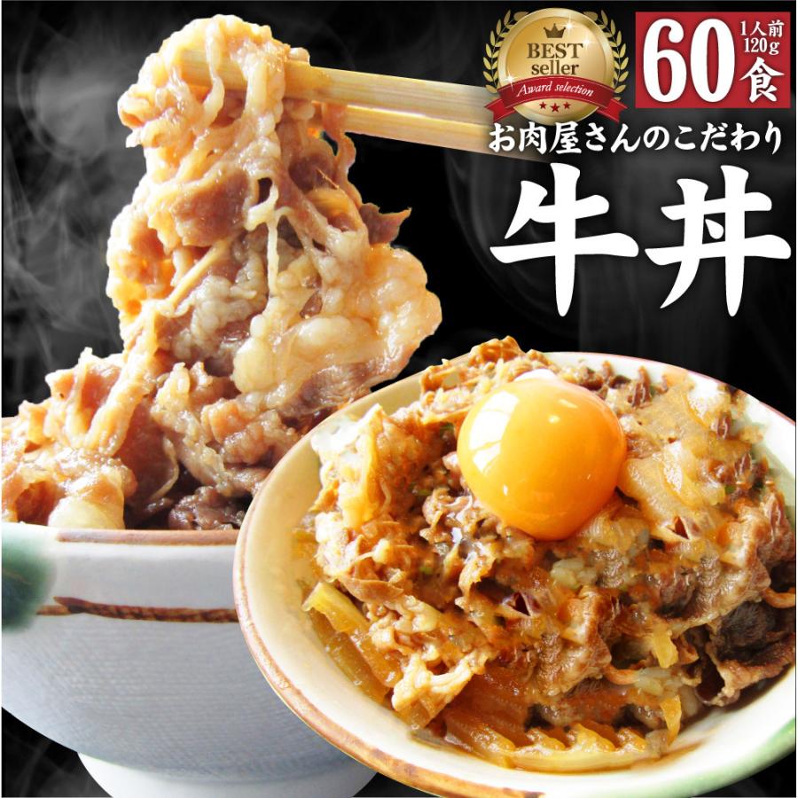 牛丼 牛丼の具 60個セット お肉屋さんのこだわり たっぷり牛肉の簡単牛丼 1食120g