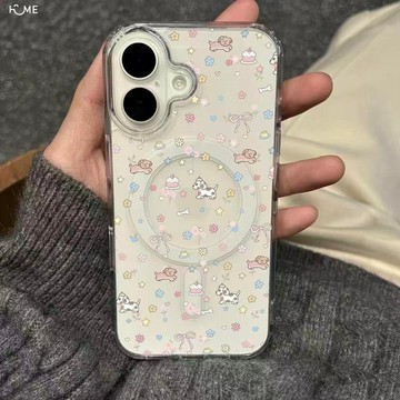 碎花小狗蛋糕適用蘋果17promax小眾iPhone16/15/爆14磁吸殼11可愛
