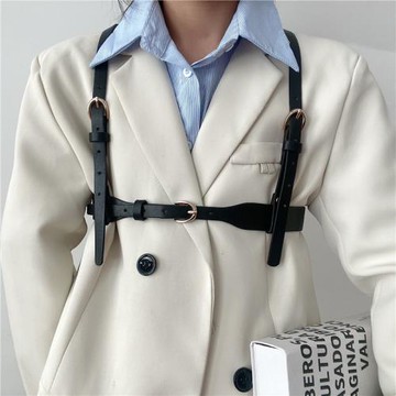 歐美機能朋克ins風腰帶女時尚百搭配JK襯衫西裝裙子背帶式腰封酷