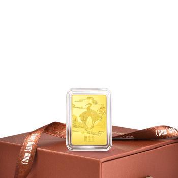 生生有禮 松齡鶴壽 5克珍藏黃金金片-計價黃金