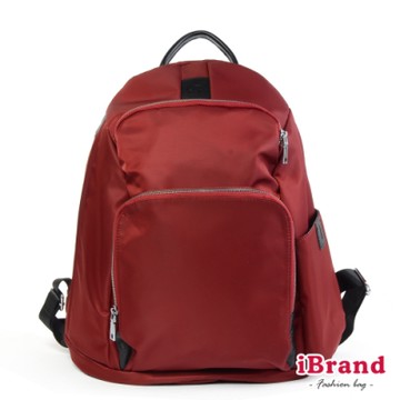 iBrand 率性時尚後開式防盜尼龍後背包(L)-酒紅色