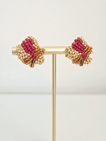 森秋暖菓 - 楓葉珠繡耳環