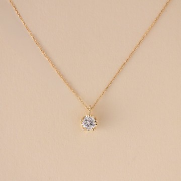 【 ARTE WHITE 】K10 曜光五爪鑲單鑽項鍊 0.15ct