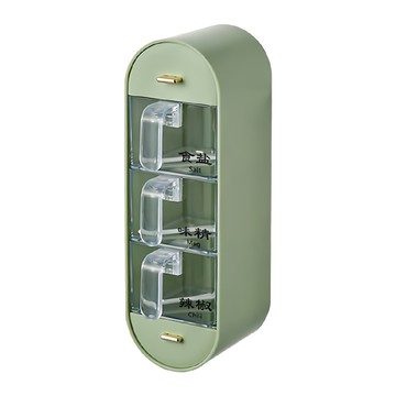 FAmILyLIFE 生活 無痕壁掛3 + 2多格調味盒  A-135-GR 綠色  1個