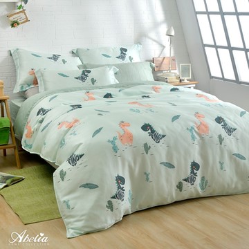 【Great Living格蕾寢飾】英國Abelia 恐龍探險 特大天絲木漿四件式兩用被床包組