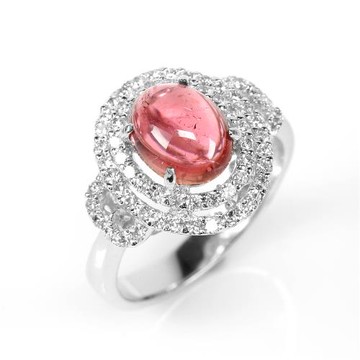 【寶石方塊】天然紅碧璽戒指-悠悠揚揚-925銀飾