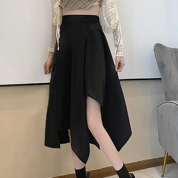 大尺碼女裝 大尺碼半裙 a字裙 不規則半身裙 胖mm 大碼女裝 高腰中長裙 春天女裝 辣妹顯瘦