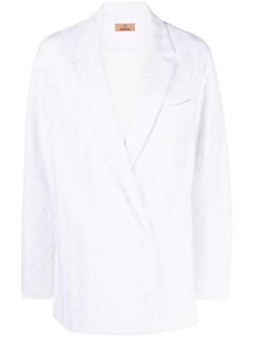 Missoni - chevron-knit double-breasted blazer - women - Viscose/Cotton/Polyester - 38 - White