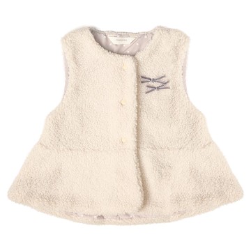 akachan honpo - 背心-刷毛 蝴蝶結-象牙白色