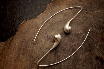 925純銀團圓長耳環 (E186) - 手作