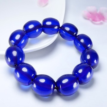 波羅的海藍色琥珀藍珀手鏈 琥珀蜜蠟手串 男款女款 貴族蜜蠟老蜜