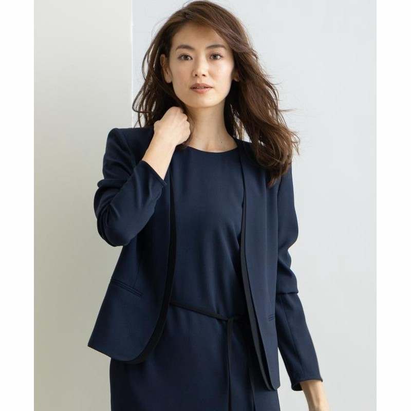 ベイジ Cindy ノーカラージャケット レディース ネイビー系 2 Beige 通販 Lineポイント最大get Lineショッピング