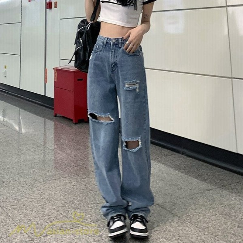 デニム レディース ボトムス ロング丈 着痩せ デニムパンツ ジーンズ カジュアルパンツ 日常感 おしゃれ ダメージ アウトドア お出かけ 着回し ブ 通販 Lineポイント最大get Lineショッピング