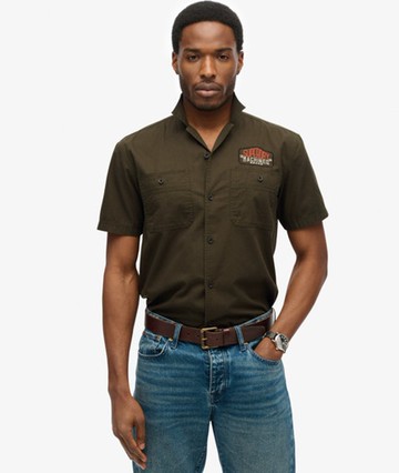 Superdry Men's Short Sleeve Mechanic Shirt Green Size: S