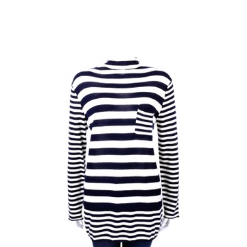 ALLUDE 藍白色橫條紋拼接長袖上衣(40%CASHMERE)