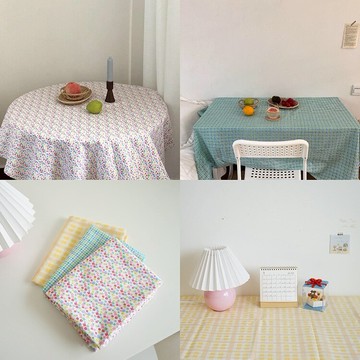 ins風冰淇淋色格子碎花桌布小清新學生宿舍書桌布網紅臺布野餐布