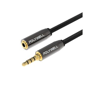 POLYWELL 3.5mm AUX音源延長線 三環四節 公對母 BRAID版 /50公分