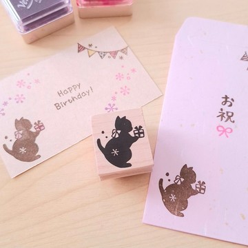 持禮緞帶貓 印章 禮物 生日 致謝 慶祝