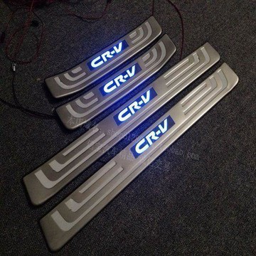 07-19款CRV專用門檻條LED帶燈迎賓踏板 CRV腳踏板不鏽鋼防護改裝🛒免運