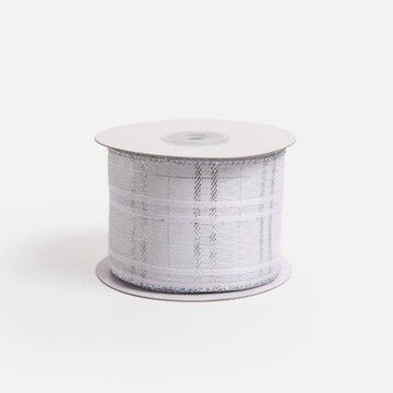 斯凱勒寬版緞帶10碼 田字蔥格銀