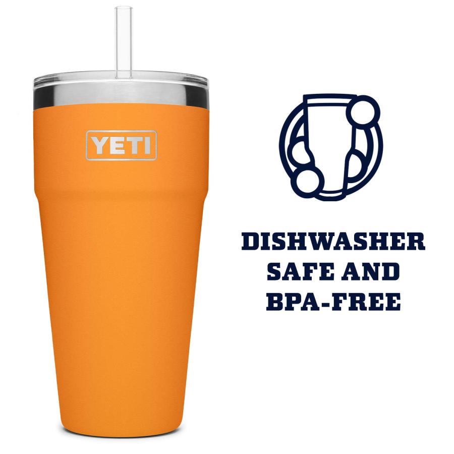 YETI Rambler 26オンス ストローカップ ストロー蓋付き 真空断熱 ステンレス製、キングクラブ