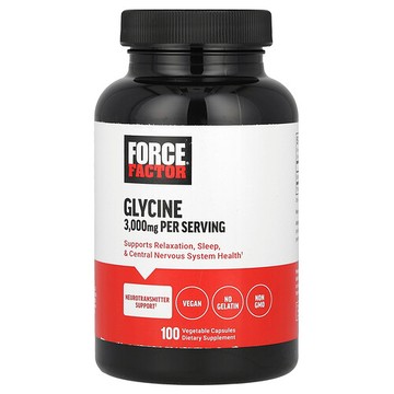 Force Factor, 甘氨酸，3,000 毫克，100 粒素食膠囊（每粒膠囊 1,000 毫克）