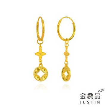 金緻品 黃金垂吊耳環 金幣情書 0.72錢 5G工藝