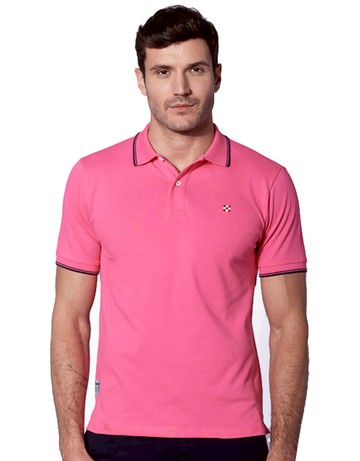 MC2 Saint Barth Pink Fluo Piquet Polo With St. Barth Check Logo