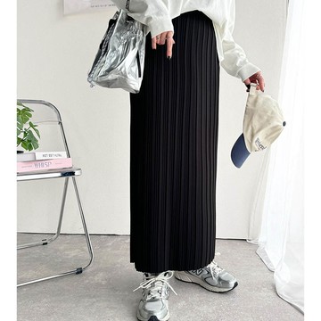 日本 Classical Elf - 喬其紗優美線條修身長裙-黑