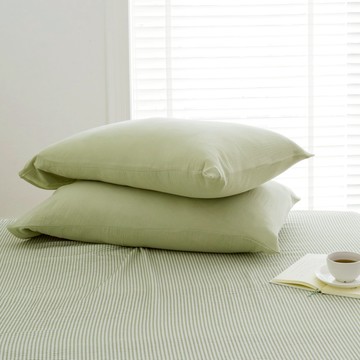 翔仔居家 雙層紗 枕套組(2入)【森語綠】枕頭套 信封式枕套 長絨棉 二重紗 素色枕套 日系簡約 森林風 純棉枕套