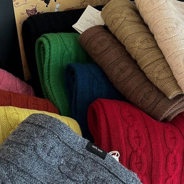 🔥2件9折🍊臺北出貨🍊可開發票高定款~100%澳洲精選純羊毛經典麻花英倫安可拉紅復古圍巾女冬季