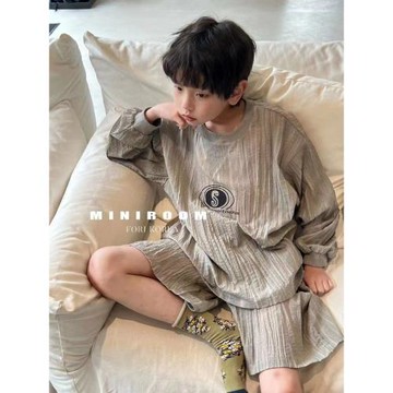 波拉韓國童裝兒童防曬套裝2023夏季新款韓版男女童薄款長袖上衣短