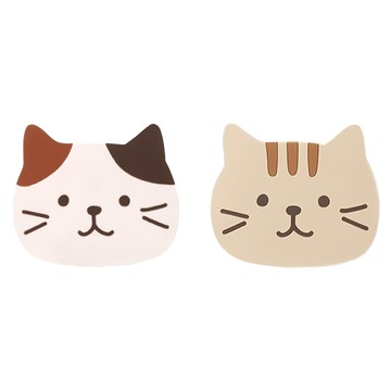 FaSoLa 貓咪防燙杯墊套裝 加厚PVC 2片裝  花貓款 多色  10 x 8.5cm  1組