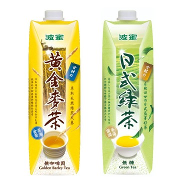 波蜜 日式無糖綠茶/黃金麥茶任選2箱(1000ml*10瓶/箱)